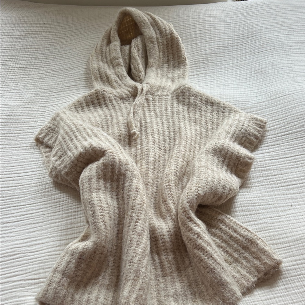 Zara Cream Hooded Poncho